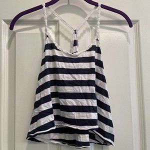 Striped tank top with floral straps